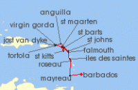 Cruise itinerary map for Windstar Cruises 14 Night Star Collector: Leeward & Windward Caribbean Havens (136594)