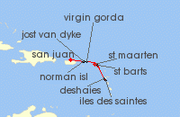 Cruise itinerary map for SeaDream Yacht Club 7 Night British & French Islands Explorer (135238)