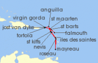 Cruise itinerary map for Windstar Cruises 14 Night Star Collector: Caribbean Explorations (137106)