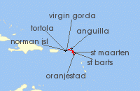 Cruise itinerary map for SeaDream Yacht Club 7 Night Best of British Virgin Isles & St. Barths (136225)