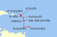 Cruise itinerary map for Windstar Cruises 7 Night Lush & Lovely Islands of the Lesser Antilles (135566)