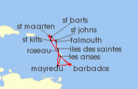 Cruise itinerary map for Windstar Cruises 15 Night Star Collector: Antilles Adventures (135564)