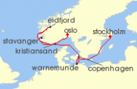 Cruise itinerary map for MSC Cruises 8 Night Northern Europe (120891)