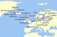 Cruise itinerary map for Oceania Cruises 24 Night Baltic & Iceland Discovery Stockholm to Reykjavik (131470)