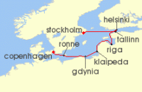 Cruise itinerary map for Silversea Cruises 7 Night Stockholm To Copenhagen (127326)