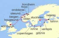 Cruise itinerary map for Windstar Cruises 17 Night Star Collector: Legends of Scandinavia & the Baltic (127888)