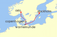 Cruise itinerary map for Regent Seven Seas Cruises 10 Night Storied Scandinavia Stockholm To Oslo (123325)