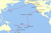 Cruise itinerary map for Princess Cruises 49 Night Circle Pacific Liner (Sydney to Tokyo) (127556)