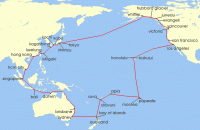 Cruise itinerary map for Princess Cruises 79 Night Circle Pacific (Roundtrip Sydney) (127555)