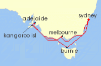Cruise itinerary map for Norwegian Cruise Line 11 Night Australia & New Zealand Round-Trip Sydney (140912)