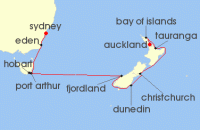Cruise itinerary map for Princess Cruises 13 Night Australia & New Zealand (141317)