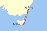 Cruise itinerary map for Royal Caribbean Cruises 5 Night Hobart Cruise (29478)