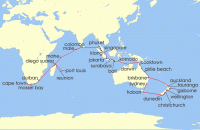 Cruise itinerary map for Regent Seven Seas Cruises 69 Night Grand Southern Seas Sojourn Sydney To Cape Town (141178)