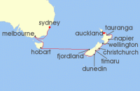 Cruise itinerary map for Holland America Line 14 Night Australia & New Zealand (129923)