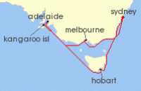 Cruise itinerary map for Celebrity Cruises 9 Night Australia Wine (102270)