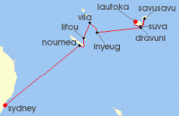 Cruise itinerary map for Norwegian Cruise Line 11 Night South Pacific from Sydney to Fiji: Fiji, Vanuatu & Lifou (124871)