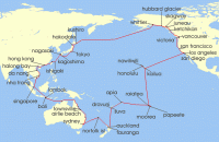 Cruise itinerary map for Princess Cruises 94 Night Circle Pacific - Roundtrip Sydney (141151)