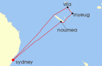 Cruise itinerary map for Royal Caribbean Cruises 9 Night South Pacific Cruise (108311)