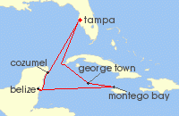 Cruise itinerary map for Margaritaville At Sea 8 Night Jamaica & Western Caribbean (134910)