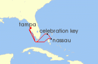 Cruise itinerary map for Carnival Cruises 5 Night The Bahamas (125929)