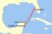 Cruise itinerary map for Royal Caribbean Cruises 5 Night Western Caribbean Cruise (212)