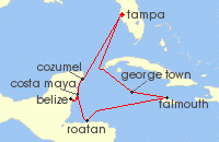 Cruise itinerary map for Celebrity Cruises 10 Night Western Caribbean (134647)
