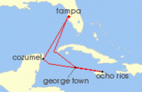 Cruise itinerary map for Margaritaville At Sea 7 Night Jamaica & Western Caribbean (114311)