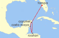 Cruise itinerary map for Royal Caribbean Cruises 6 Night Western Caribbean Cruise (106651)