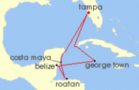 Cruise itinerary map for Royal Caribbean Cruises 8 Night Western Caribbean Cruise (131817)