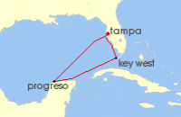 Cruise itinerary map for Margaritaville At Sea 5 Night Key West and Progreso (118134)