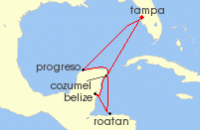 Cruise itinerary map for Carnival Cruises 7 Night Western Caribbean (141444)