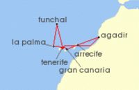 Cruise itinerary map for Costa Cruises 7 Night Canary Island from St. Cruz de Tenerife (139534)