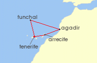 Cruise itinerary map for P & O Cruises 7 Night Canary Islands And Madeira Fly-Cruise (141607)