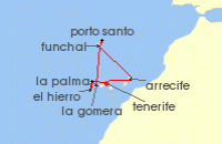 Cruise itinerary map for Windstar Cruises 10 Night Hidden Gems of the Canary Islands & Madeira (136053)