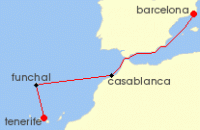 Cruise itinerary map for Costa Cruises 5 Night Mediterranean from St. Cruz de Tenerife (123251)