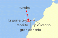 Cruise itinerary map for Costa Cruises 7 Night Canary Island from St. Cruz de Tenerife (140845)