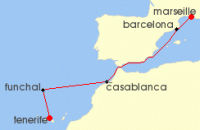 Cruise itinerary map for Costa Cruises 6 Night Ocean Cruises from St. Cruz de Tenerife (139535)