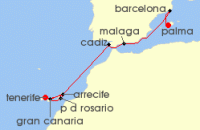 Cruise itinerary map for AIDA 10 Nacht Kanaren & Andalusien ab Teneriffa 2 (134781)