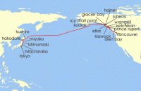Cruise itinerary map for Seabourn 35 Night Japan, Alaska, Glacier Bay & Pacific Crossing (137035)