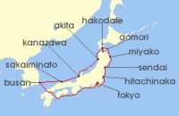 Cruise itinerary map for Regent Seven Seas Cruises 14 Night Under The Cherry Trees Tokyo To Tokyo (138777)