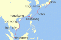 Cruise itinerary map for Princess Cruises 14 Night Southeast Asia & Japan (136605)