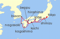 Cruise itinerary map for Regent Seven Seas Cruises 11 Night History, Heritage & Hiroshima Tokyo To Tokyo (109594)