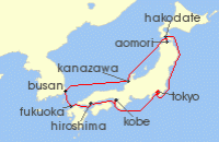 Cruise itinerary map for Silversea Cruises 14 Night Tokyo To Tokyo (98961)