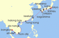 Cruise itinerary map for Viking Cruises 28 Night Southeast Asia Horizons (141669)