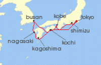 Cruise itinerary map for Celebrity Cruises 12 Night Best of Japan (126922)