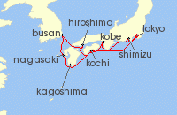 Cruise itinerary map for Celebrity Cruises 12 Night Best of Japan (126923)