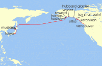Cruise itinerary map for Viking Cruises 22 Night North Pacific Passage (133159)