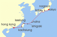 Cruise itinerary map for Regent Seven Seas Cruises 10 Night Zen To Zest Tokyo To Hong Kong (123397)