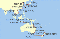 Cruise itinerary map for Azamara Cruises 78 Night Cruise Japan To New Zealand Grand Voyage (129324)