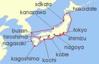 Cruise itinerary map for Princess Cruises 21 Night Grand Circle Japan (137533)